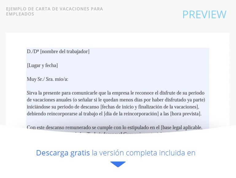 Modelo de Carta de Vacaciones Cómo notificarlas