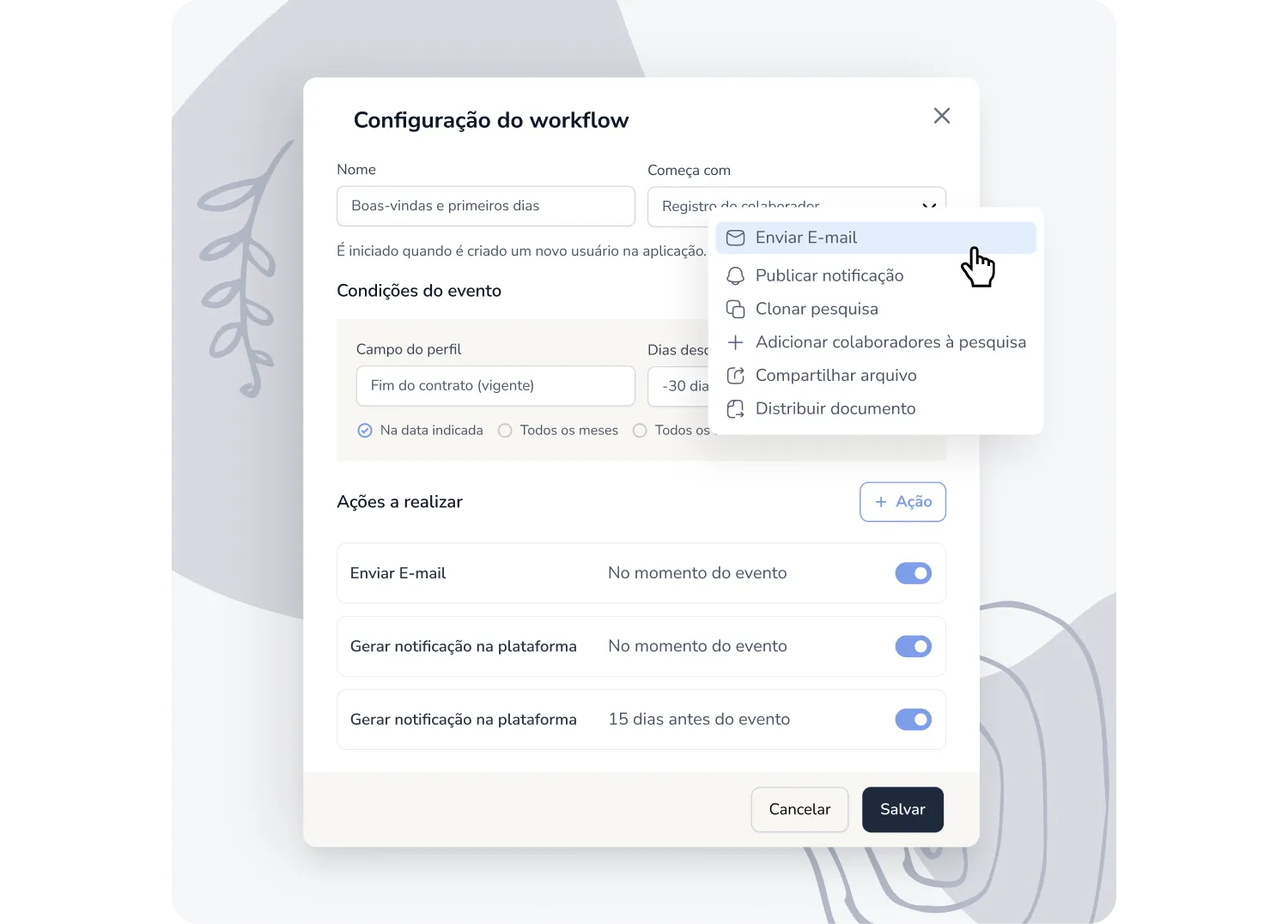 configuração da ferramentas de workflows