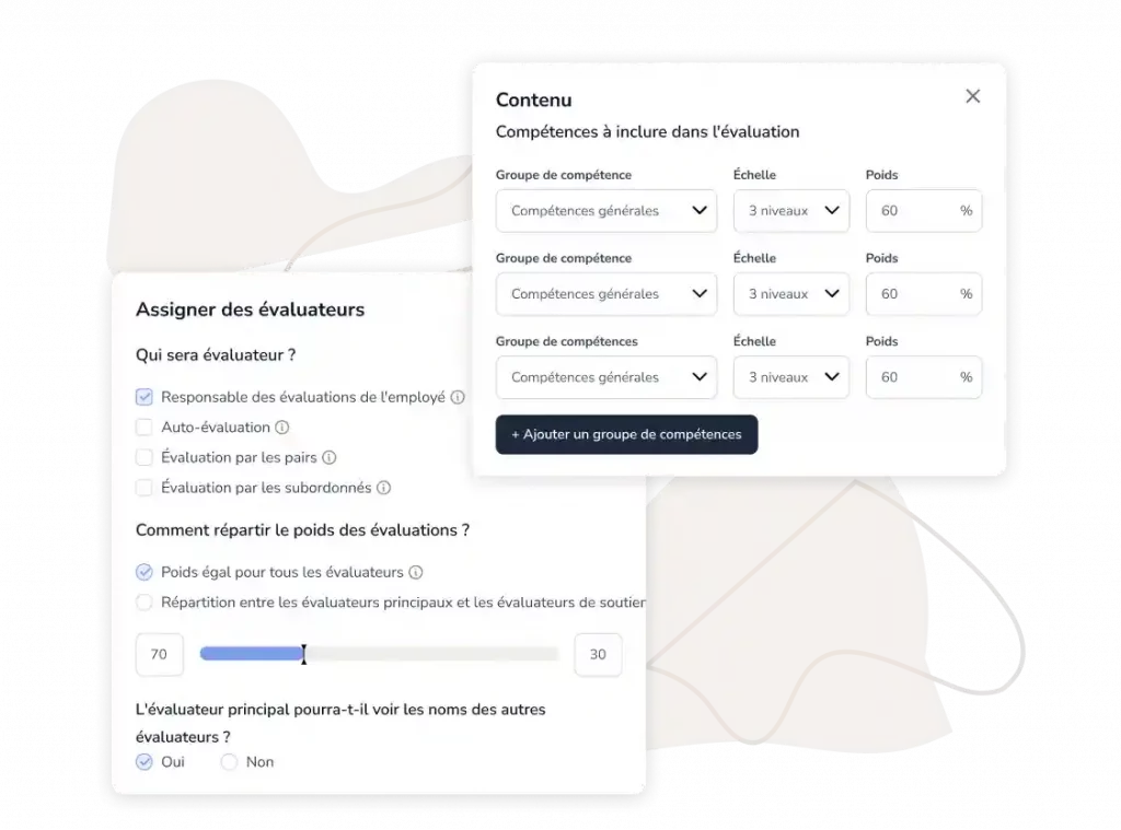 La configuration du pourcentage d'évaluateurs