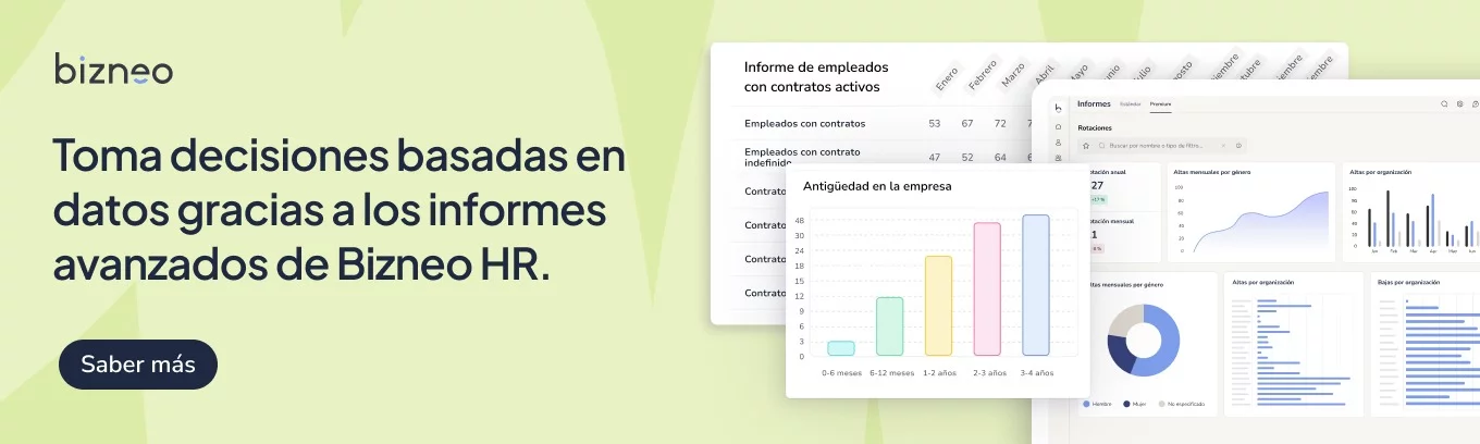 Informes de Recursos Humanos en la suite de Bizneo HR
