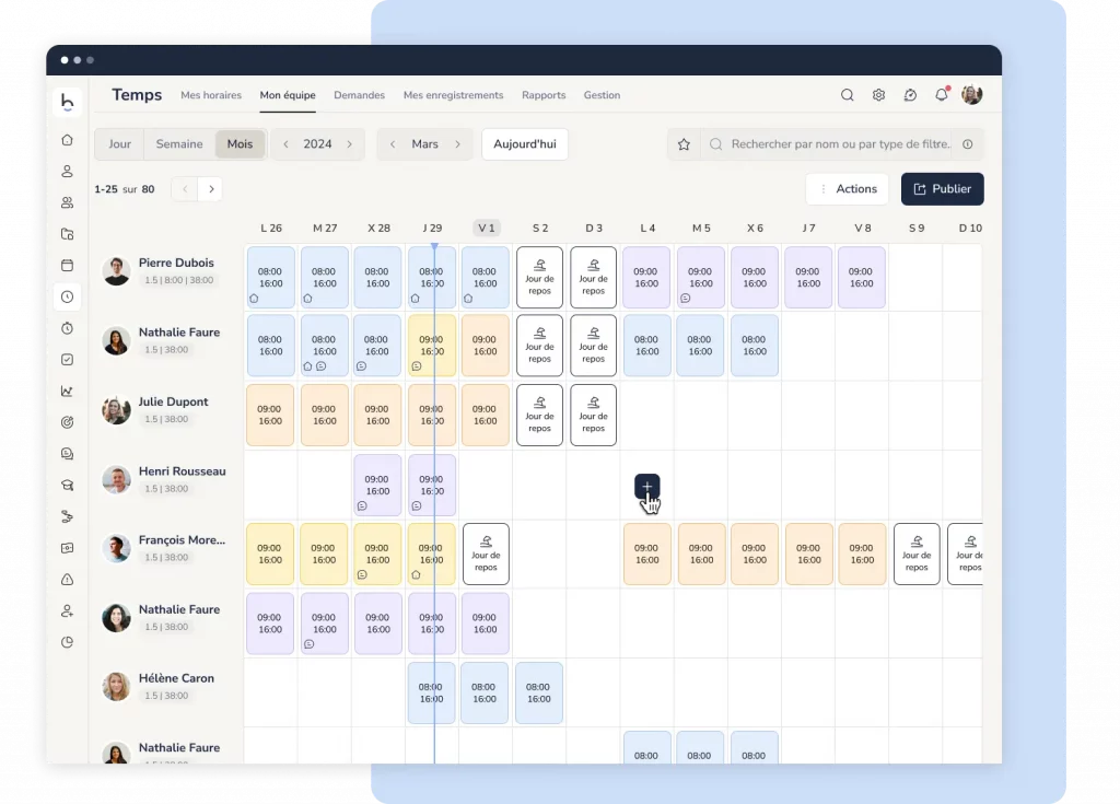 organisateur de plannings et horaires