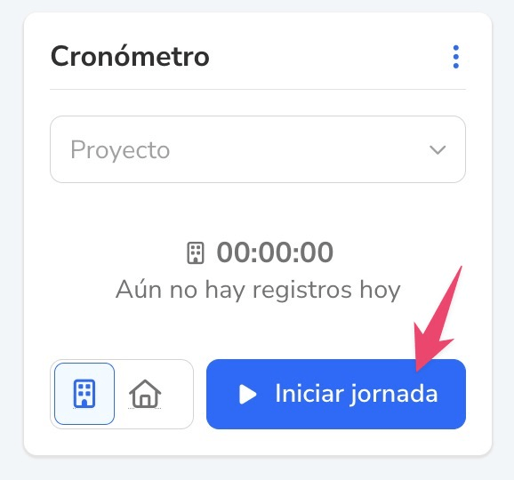 cronómetro para fichar y registrar la jornada