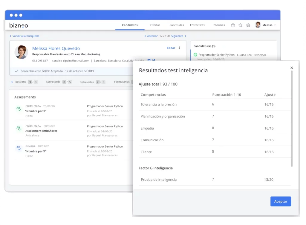 Software de Selección con test de inteligencia